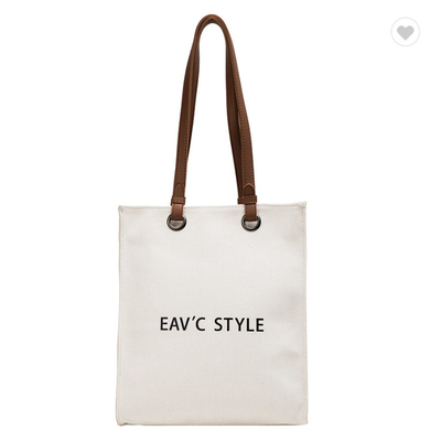 Un buon prezzo. Donna borse riutilizzabili su misura borsa di tela 10oz con maniglie di pelle in linea