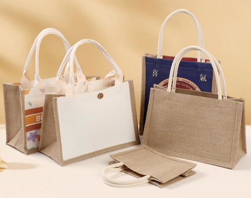 Un buon prezzo. Borse di giuta in burlap Tote personalizzate Stampa personalizzata di Natale con manici in linea
