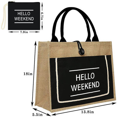 Un buon prezzo. Borsa da spiaggia in burlap organico in linea