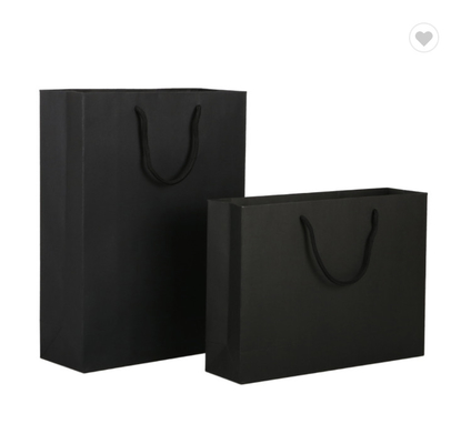 Un buon prezzo. ODM Matte Lamination Paper Bag Packaging Logo personalizzato Busta da shopping nera in linea