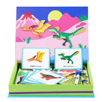 Ragazzi Puzzle Magnetico Dinosauro Libro Scatola di gioco Giocattoli Per l'asilo