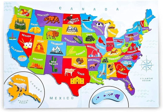 Un buon prezzo. Stati Uniti d'America Mappa puzzle con 44 pezzi magnetici 19 x 13 pollici in linea